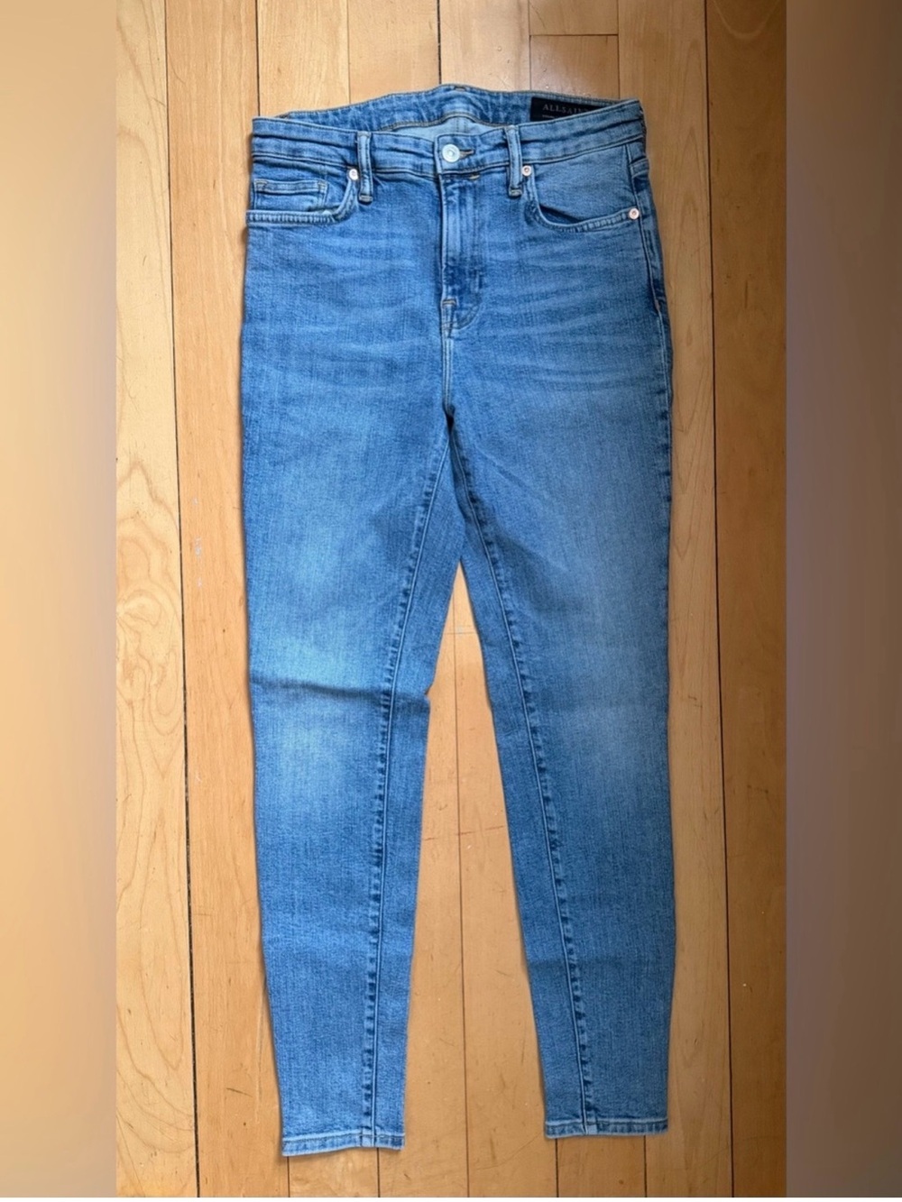 AllSaints London blue Skinny Jeans Slim Fit Stretch Denim Size 28